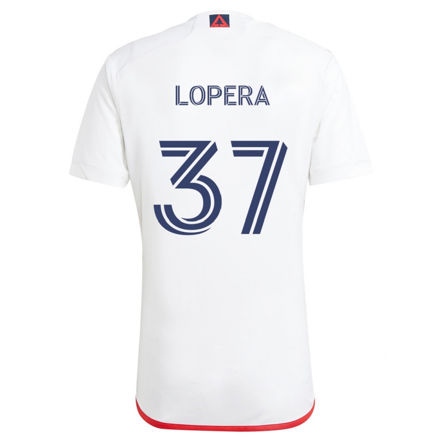 Kids Football Steban Lopera #37 White Red Away Jersey 2024/25 T-Shirt