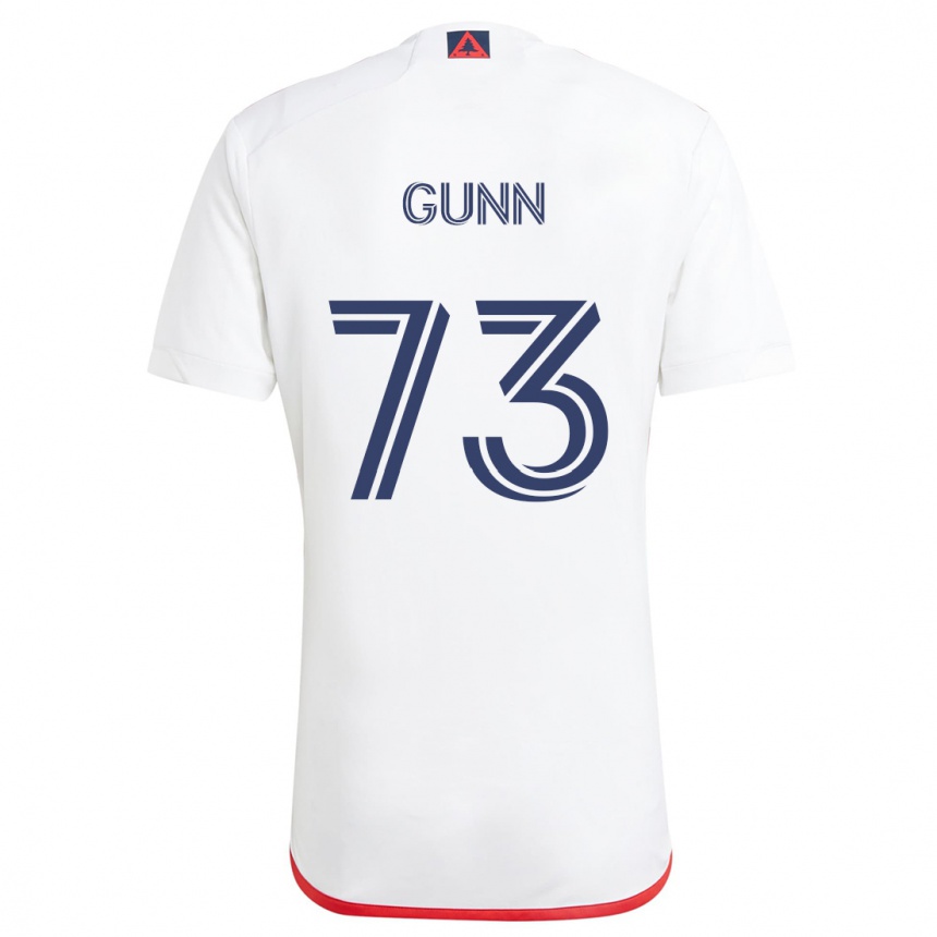 Kids Football Jd Gunn #73 White Red Away Jersey 2024/25 T-Shirt