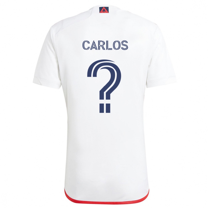 Kids Football Cristiano Carlos #0 White Red Away Jersey 2024/25 T-Shirt