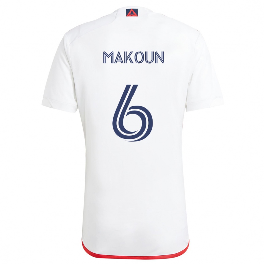 Kids Football Christian Makoun #6 White Red Away Jersey 2024/25 T-Shirt