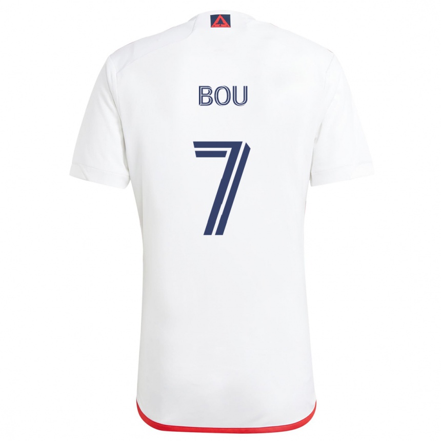 Kids Football Gustavo Bou #7 White Red Away Jersey 2024/25 T-Shirt