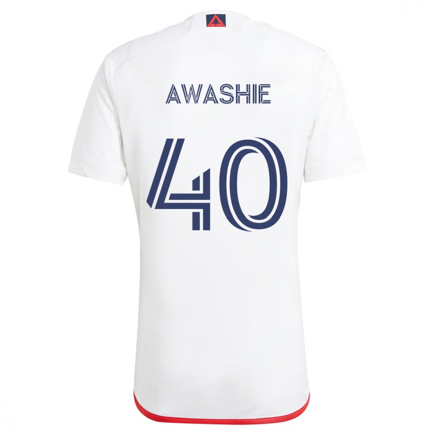 Kids Football Ben Awashie #40 White Red Away Jersey 2024/25 T-Shirt