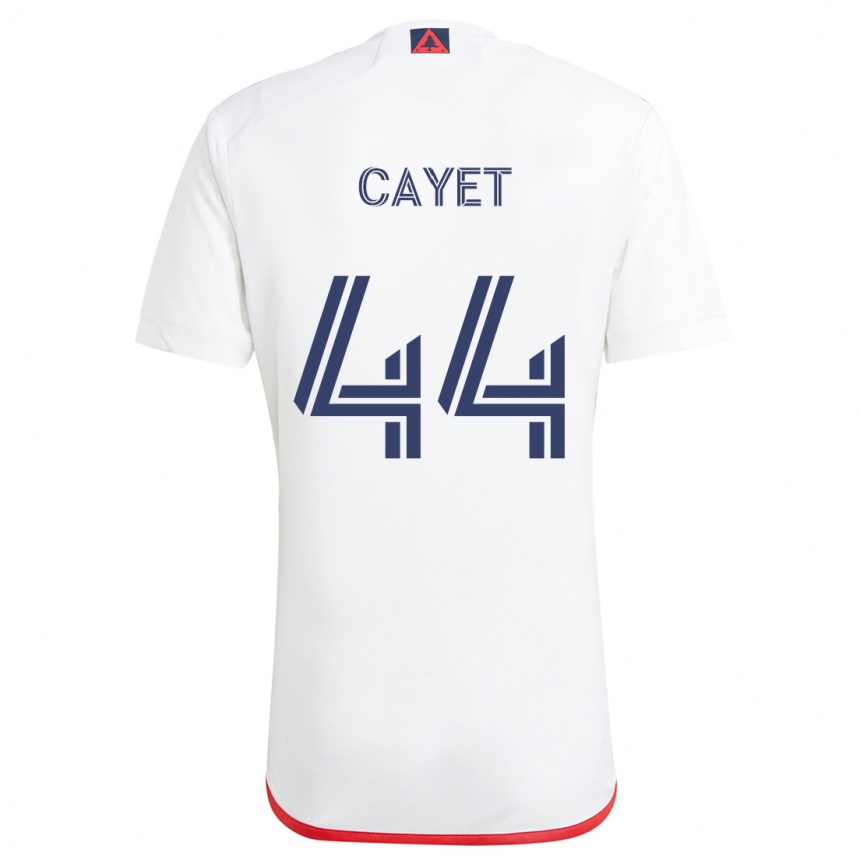 Kids Football Pierre Cayet #44 White Red Away Jersey 2024/25 T-Shirt