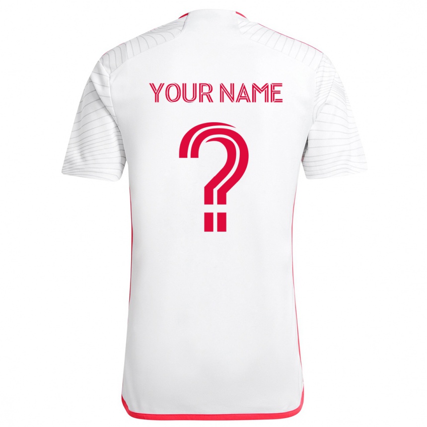 Kids Football Your Name #0 White Red Away Jersey 2024/25 T-Shirt