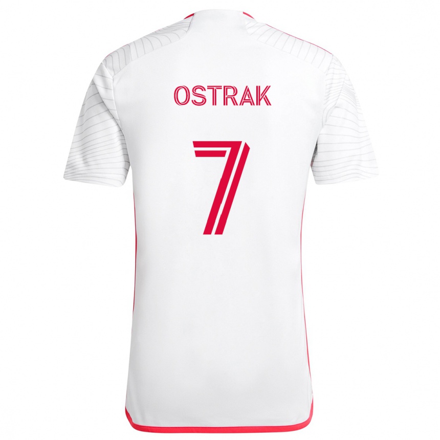 Kids Football Tomás Ostrák #7 White Red Away Jersey 2024/25 T-Shirt