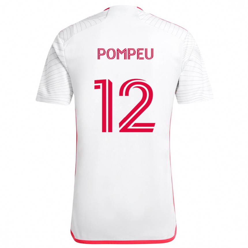 Kids Football Célio Pompeu #12 White Red Away Jersey 2024/25 T-Shirt