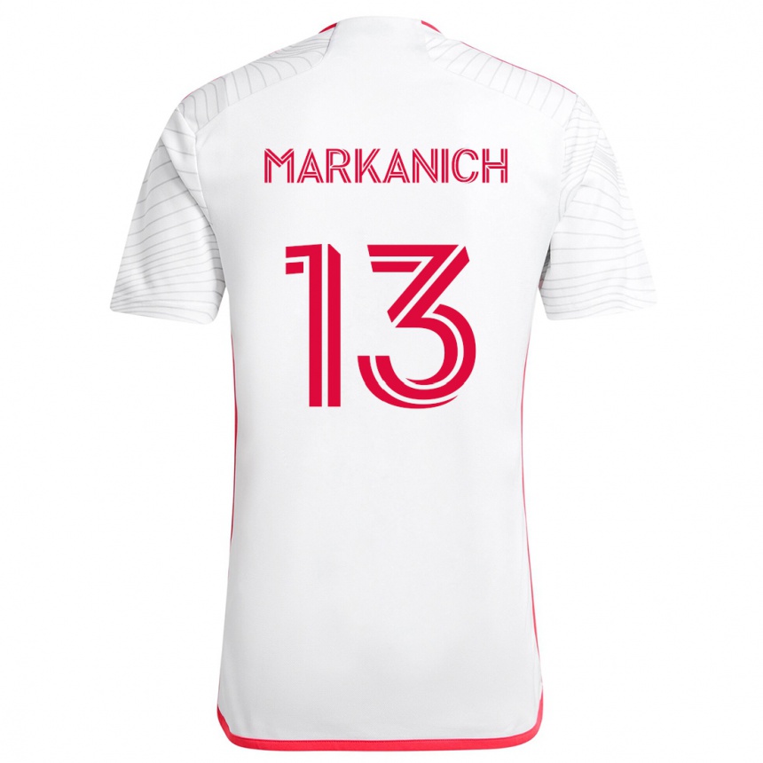 Kids Football Anthony Markanich #13 White Red Away Jersey 2024/25 T-Shirt