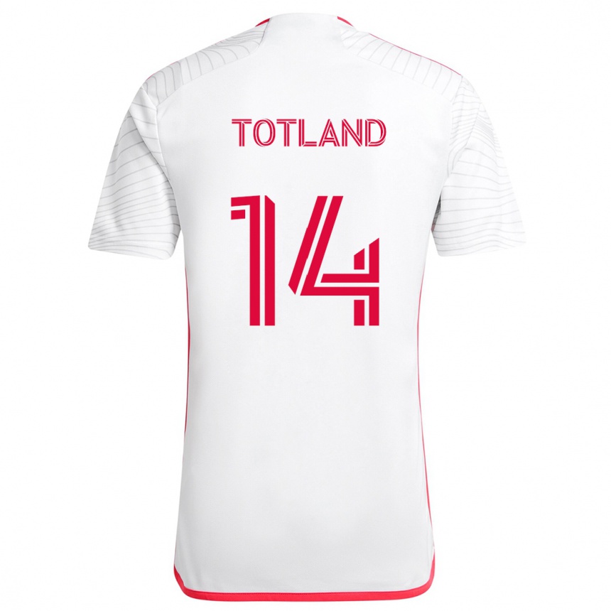 Kids Football Tomas Totland #14 White Red Away Jersey 2024/25 T-Shirt