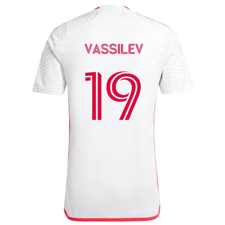 Kids Football Indiana Vassilev #19 White Red Away Jersey 2024/25 T-Shirt