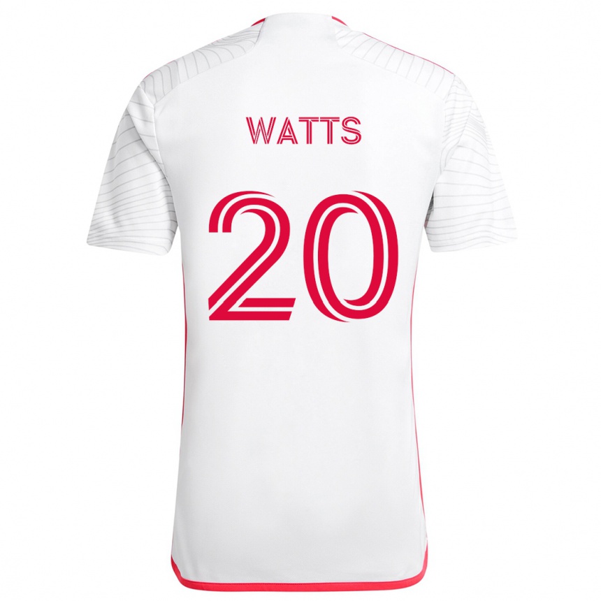 Kids Football Akil Watts #20 White Red Away Jersey 2024/25 T-Shirt