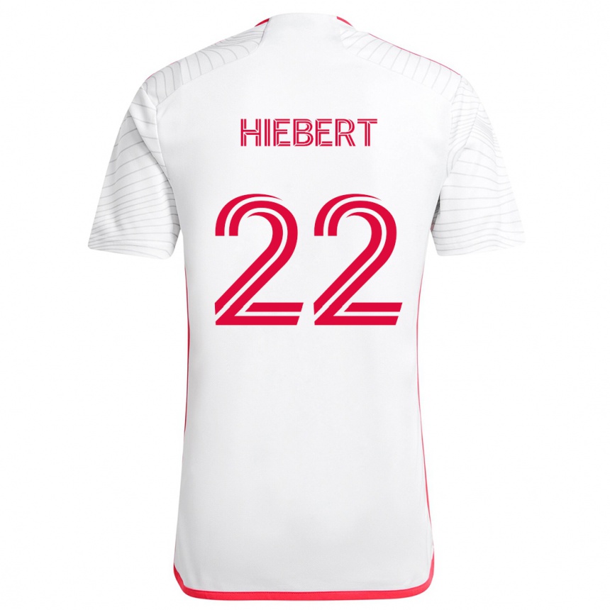 Kids Football Kyle Hiebert #22 White Red Away Jersey 2024/25 T-Shirt