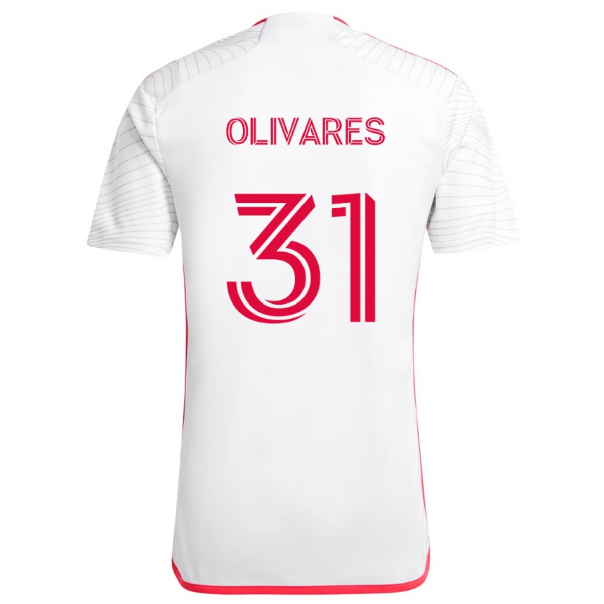 Kids Football Christian Olivares #31 White Red Away Jersey 2024/25 T-Shirt