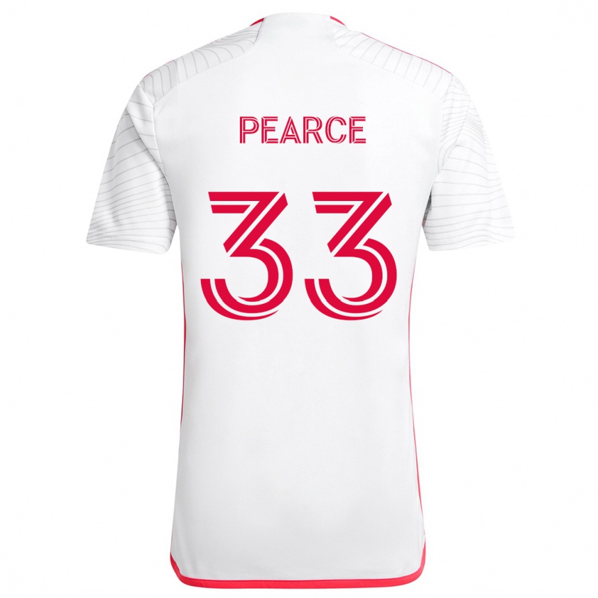 Kids Football Tyson Pearce #33 White Red Away Jersey 2024/25 T-Shirt