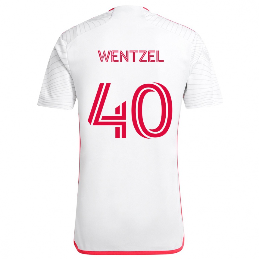 Kids Football Michael Wentzel #40 White Red Away Jersey 2024/25 T-Shirt