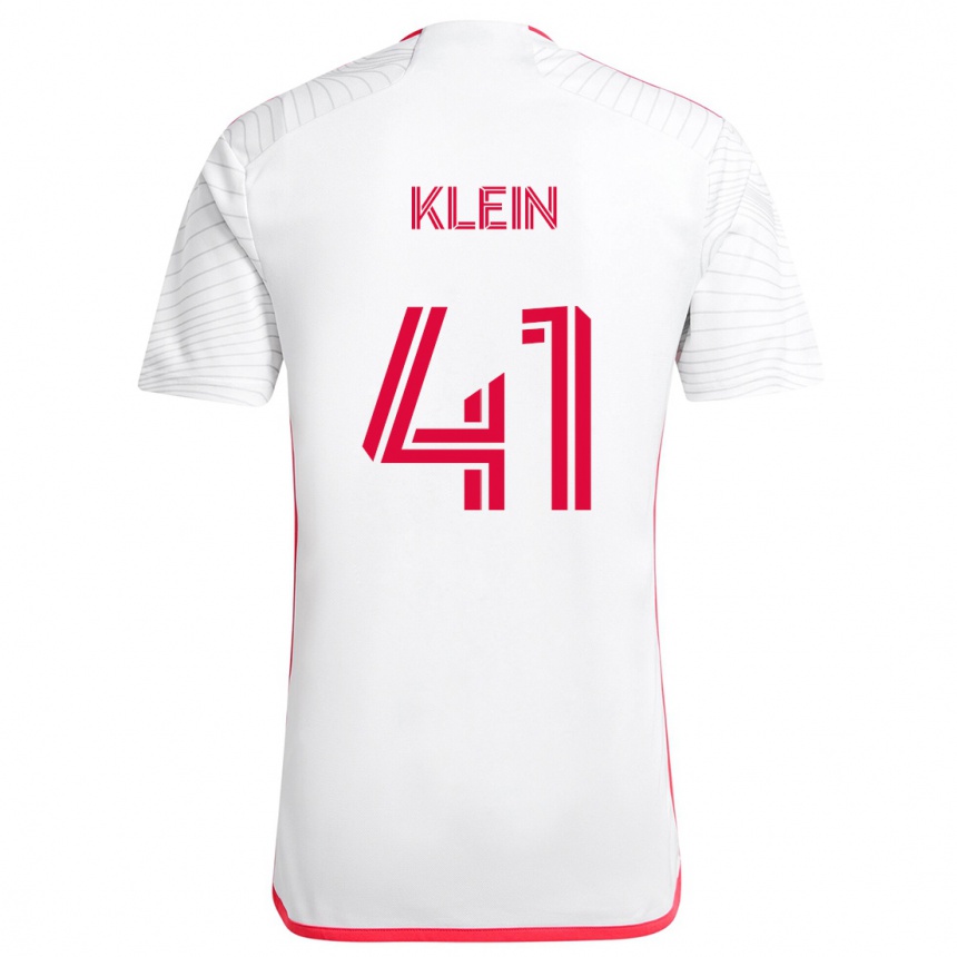 Kids Football Johnny Klein #41 White Red Away Jersey 2024/25 T-Shirt