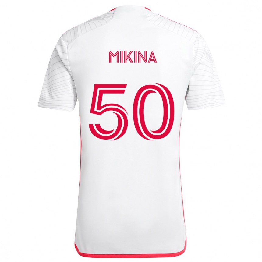 Kids Football Gabriel Mikina #50 White Red Away Jersey 2024/25 T-Shirt