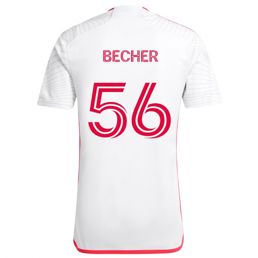 Kids Football Ryan Becher #56 White Red Away Jersey 2024/25 T-Shirt