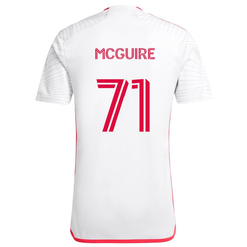 Kids Football Nolan Mcguire #71 White Red Away Jersey 2024/25 T-Shirt