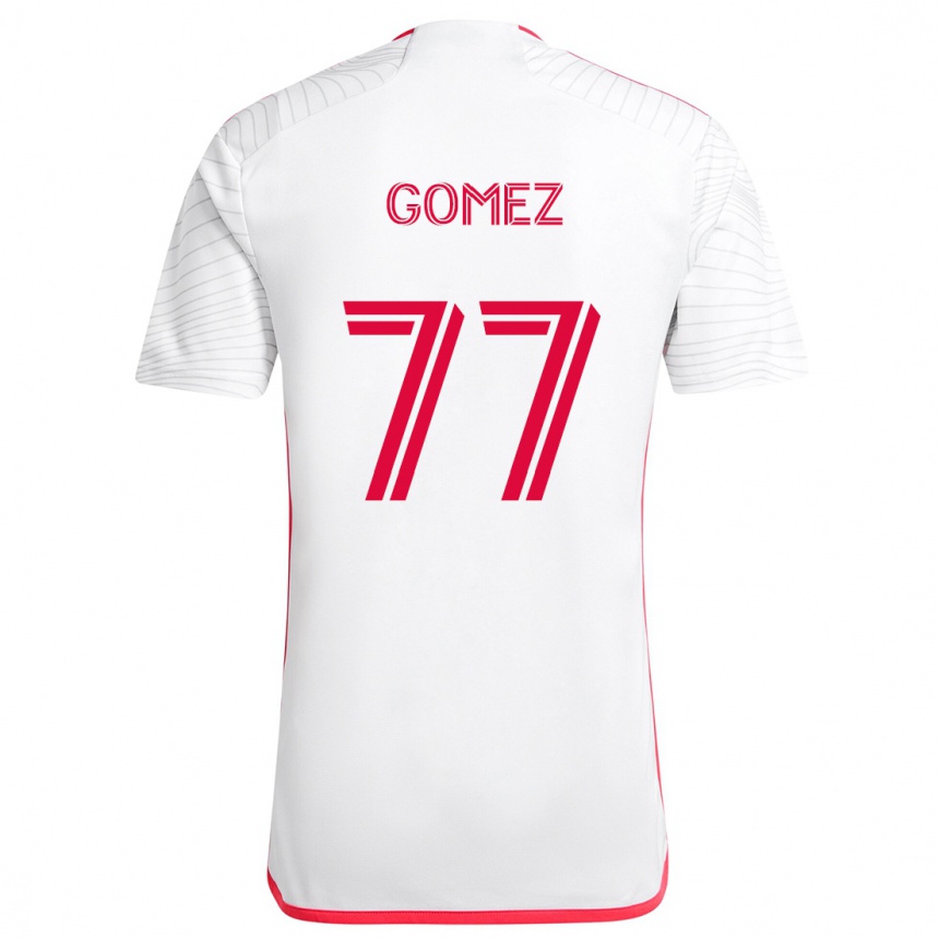 Kids Football Sam Gomez #77 White Red Away Jersey 2024/25 T-Shirt