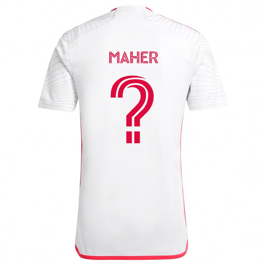 Kids Football Josh Maher #0 White Red Away Jersey 2024/25 T-Shirt