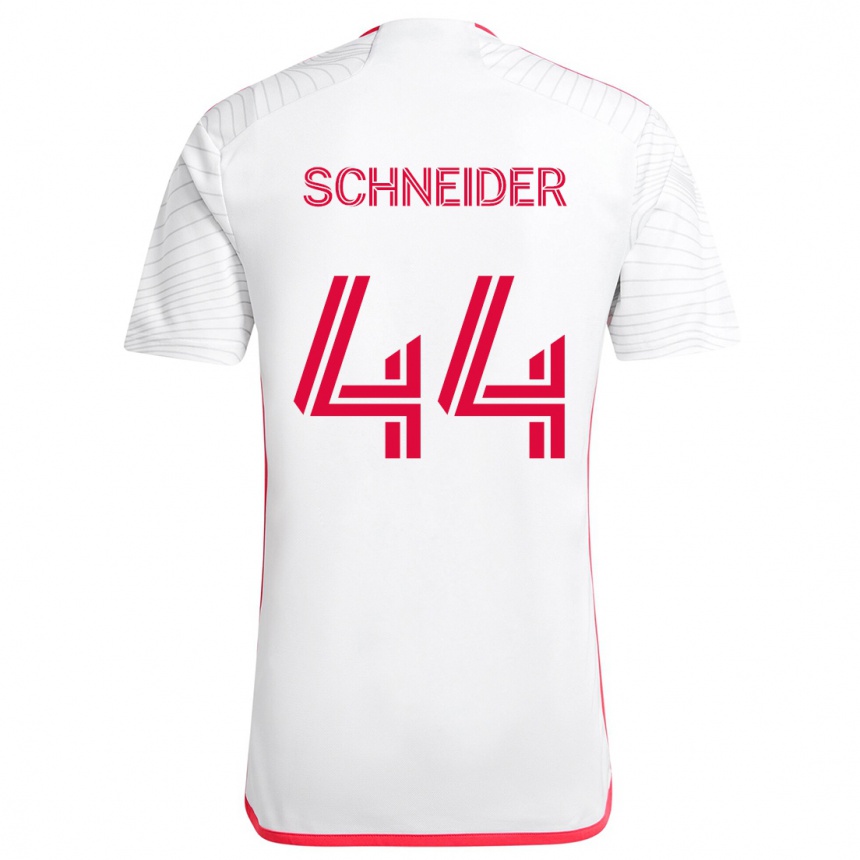 Kids Football Max Schneider #44 White Red Away Jersey 2024/25 T-Shirt