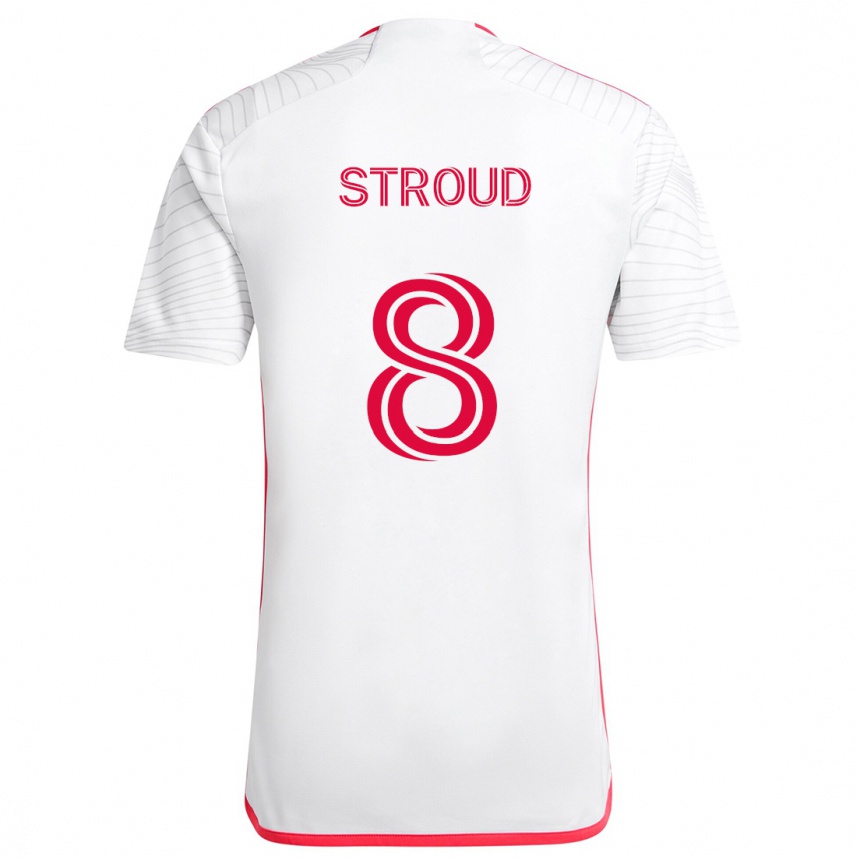 Kids Football Jared Stroud #8 White Red Away Jersey 2024/25 T-Shirt