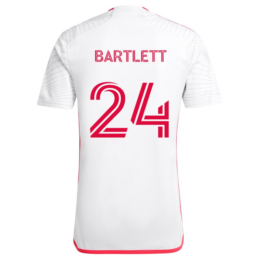 Kids Football Lucas Bartlett #24 White Red Away Jersey 2024/25 T-Shirt