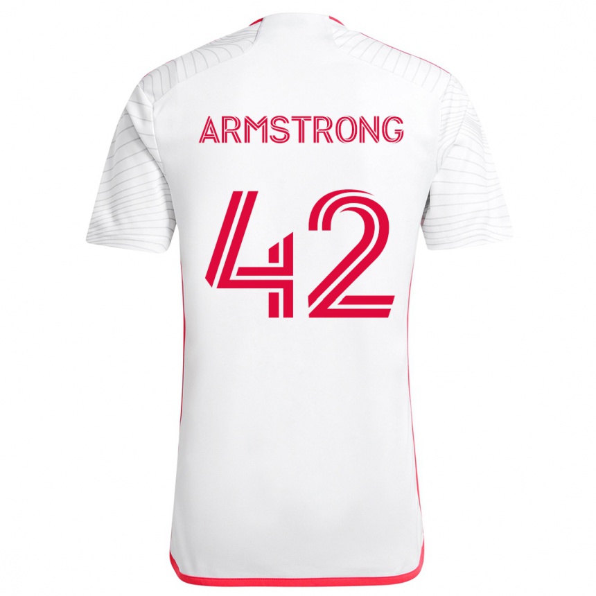 Kids Football Ezra Armstrong #42 White Red Away Jersey 2024/25 T-Shirt