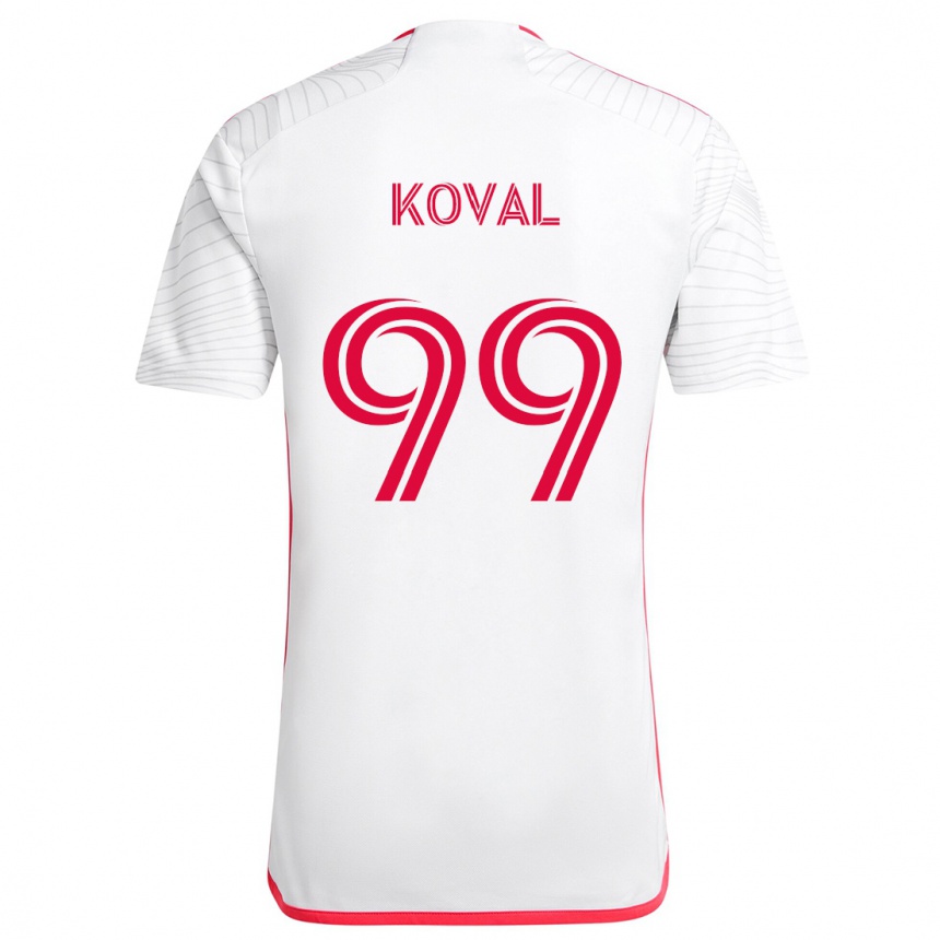 Kids Football Stanislav Koval #99 White Red Away Jersey 2024/25 T-Shirt