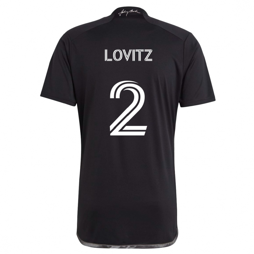 Kids Football Daniel Lovitz #2 Black Away Jersey 2024/25 T-Shirt