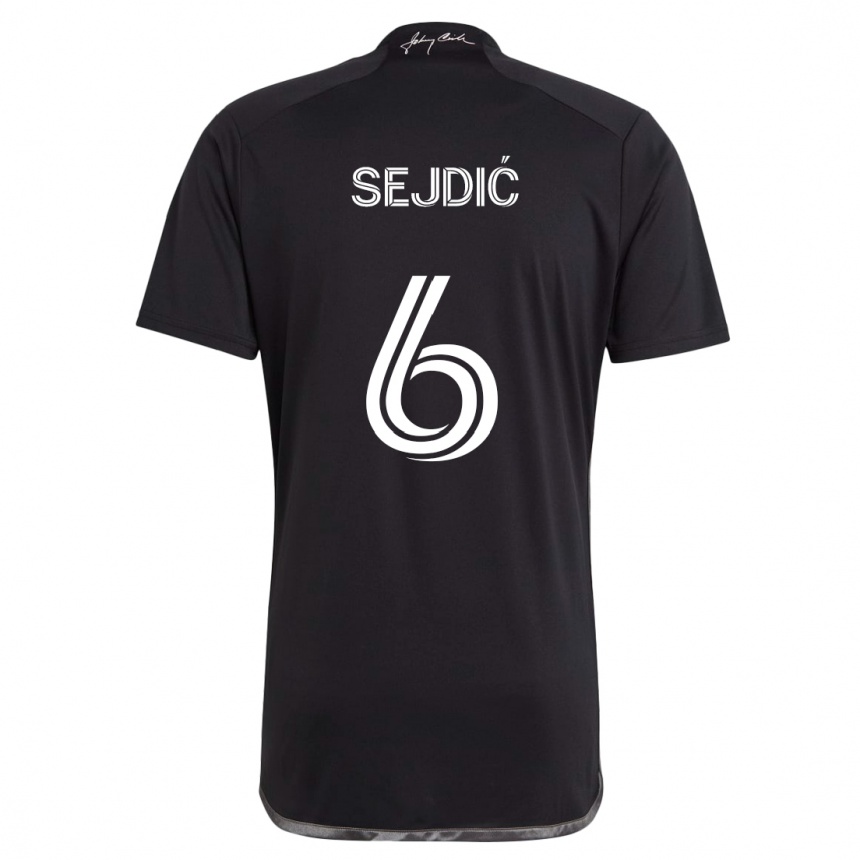 Kids Football Amar Sejdić #6 Black Away Jersey 2024/25 T-Shirt