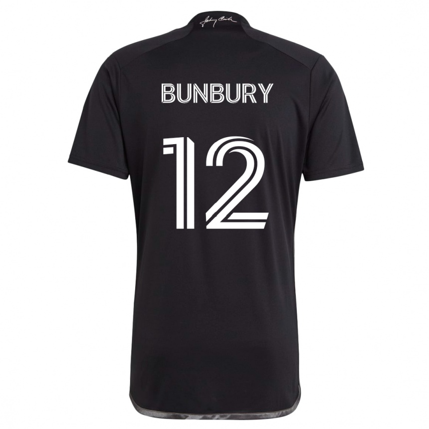 Kids Football Teal Bunbury #12 Black Away Jersey 2024/25 T-Shirt