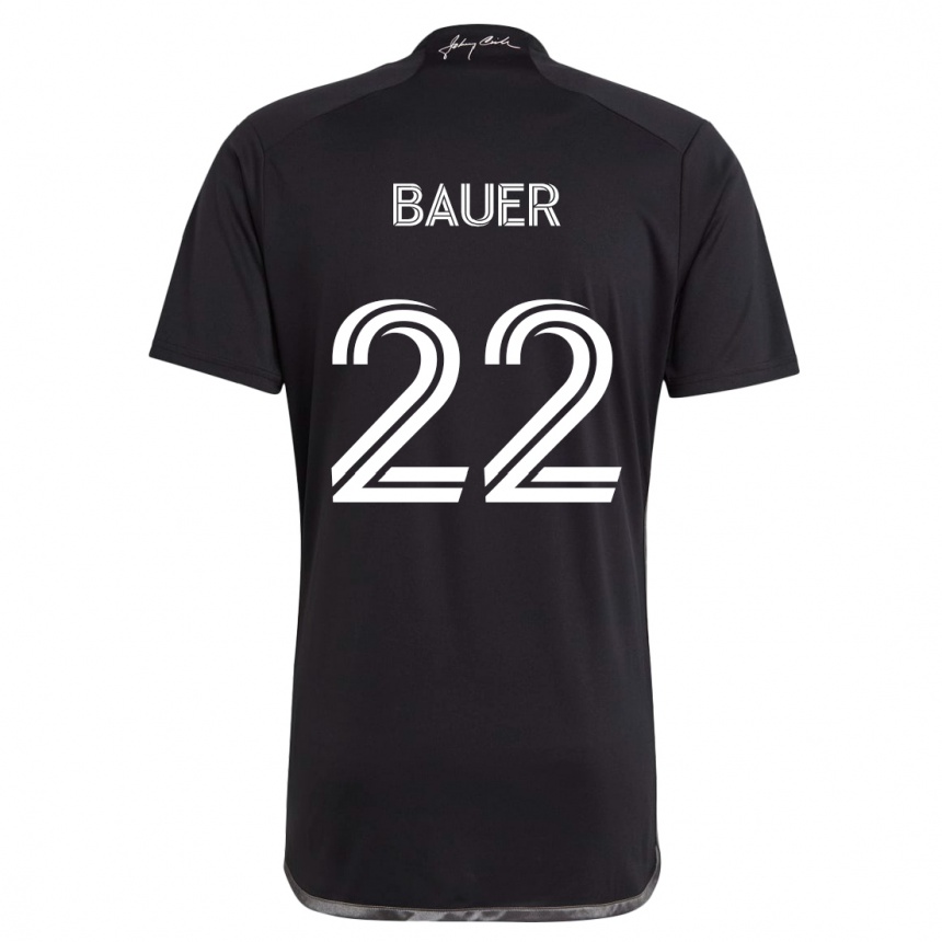 Kids Football Josh Bauer #22 Black Away Jersey 2024/25 T-Shirt