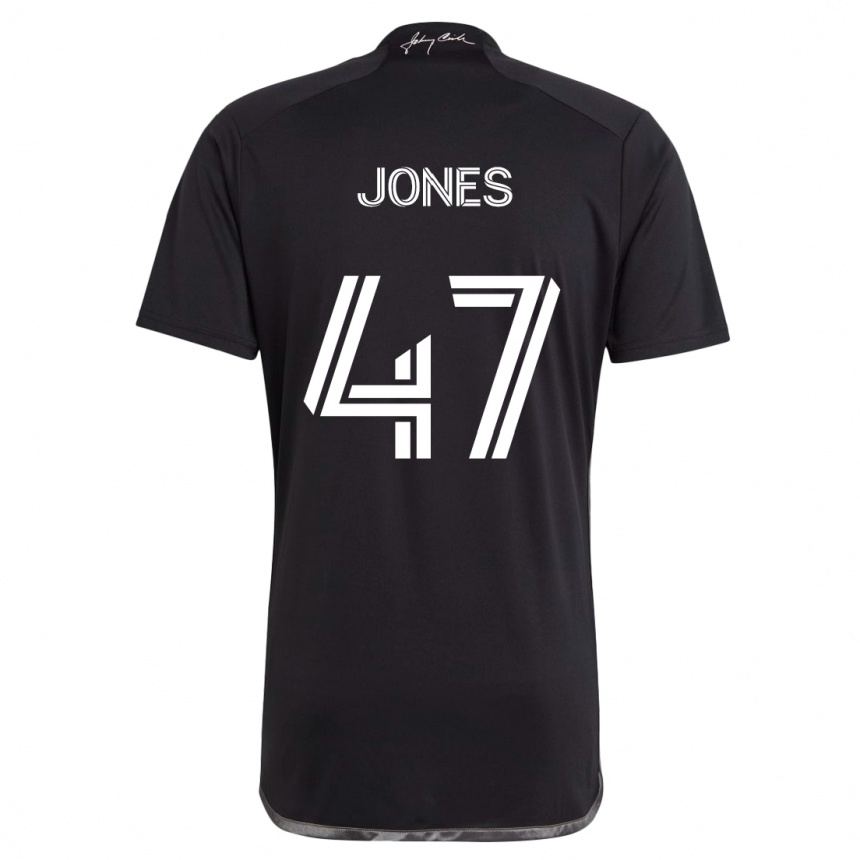 Kids Football Isaiah Jones #47 Black Away Jersey 2024/25 T-Shirt