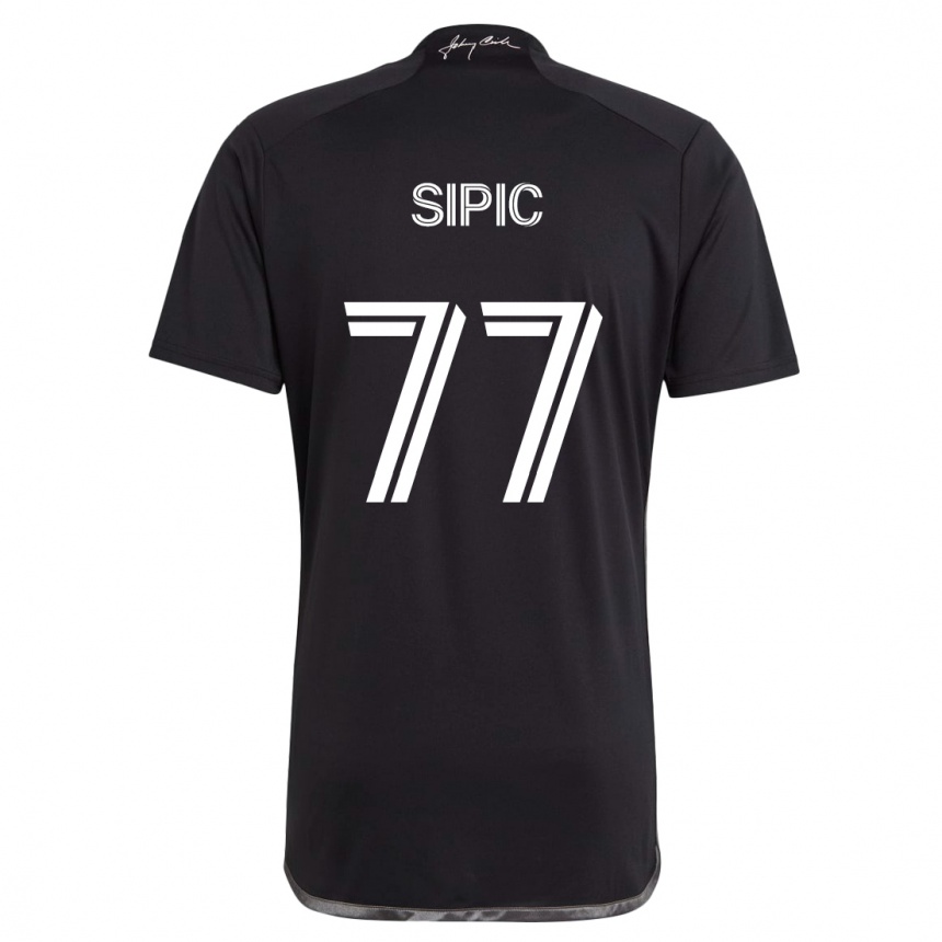 Kids Football Adem Sipić #77 Black Away Jersey 2024/25 T-Shirt