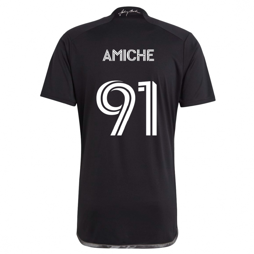 Kids Football Kemy Amiche #91 Black Away Jersey 2024/25 T-Shirt