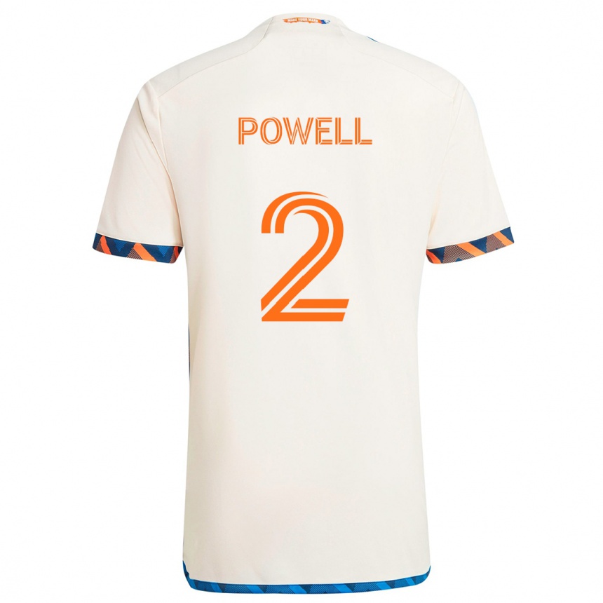 Kids Football Alvas Powell #2 White Orange Away Jersey 2024/25 T-Shirt