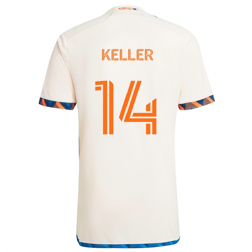 Kids Football Kipp Keller #14 White Orange Away Jersey 2024/25 T-Shirt