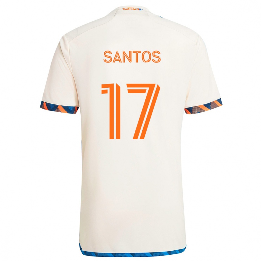 Kids Football Sergio Santos #17 White Orange Away Jersey 2024/25 T-Shirt