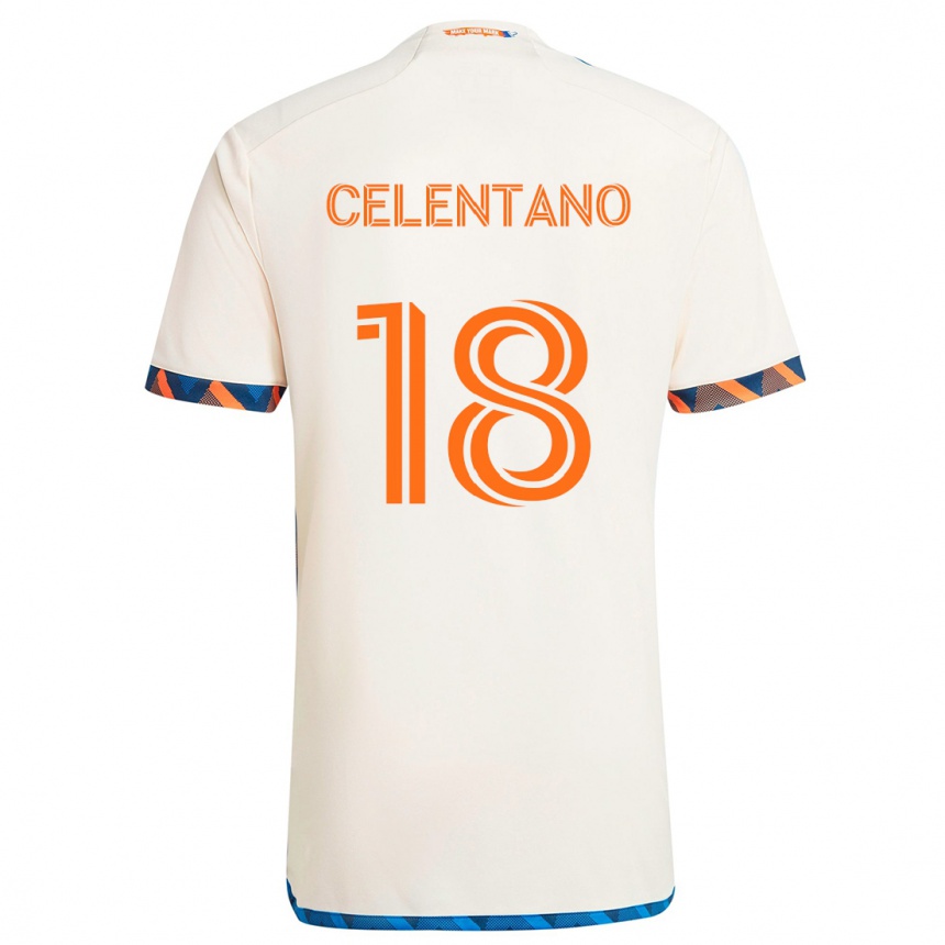 Kids Football Roman Celentano #18 White Orange Away Jersey 2024/25 T-Shirt