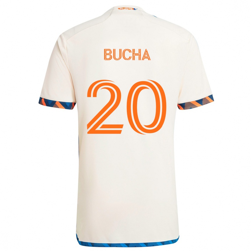 Kids Football Pavel Bucha #20 White Orange Away Jersey 2024/25 T-Shirt