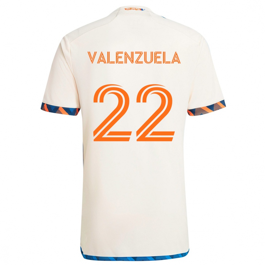 Kids Football Gerardo Valenzuela #22 White Orange Away Jersey 2024/25 T-Shirt