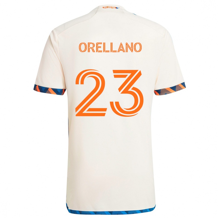 Kids Football Luca Orellano #23 White Orange Away Jersey 2024/25 T-Shirt