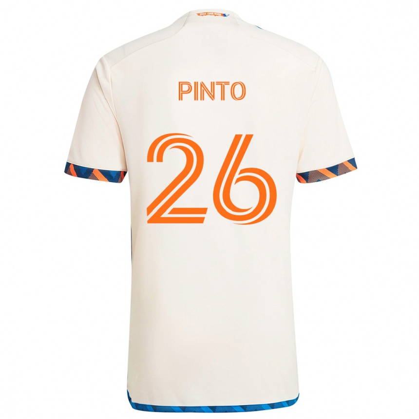 Kids Football Malik Pinto #26 White Orange Away Jersey 2024/25 T-Shirt