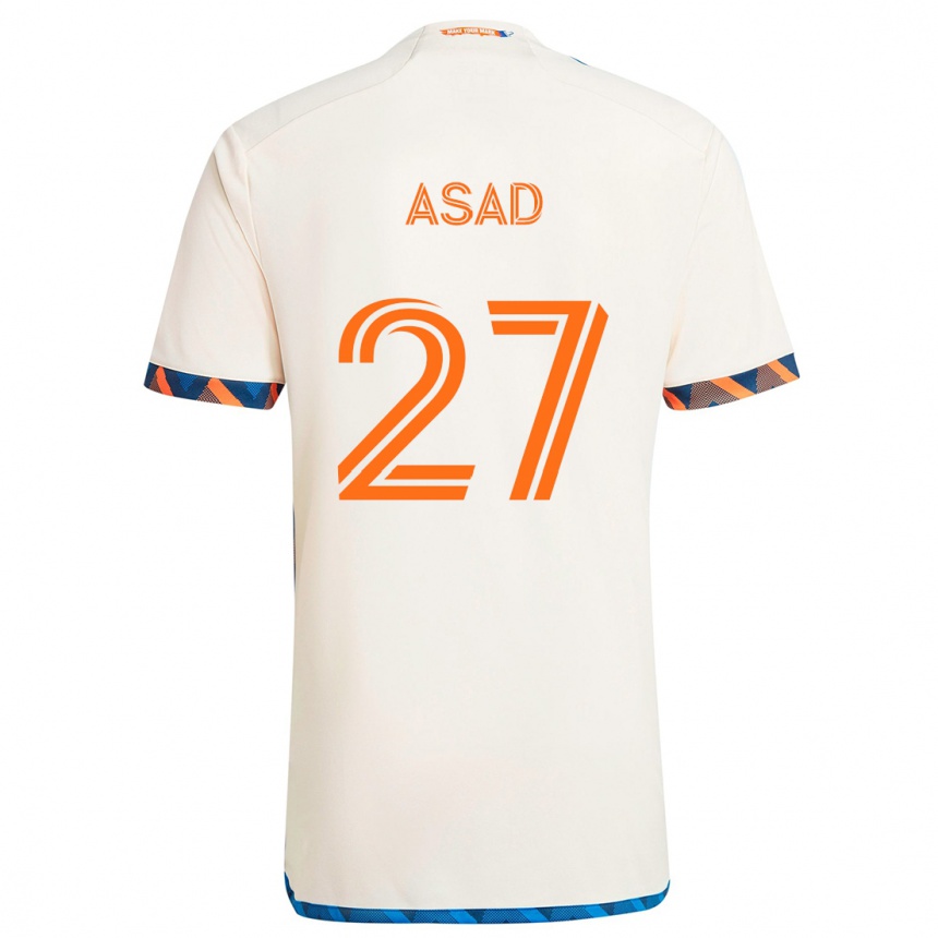 Kids Football Yamil Asad #27 White Orange Away Jersey 2024/25 T-Shirt