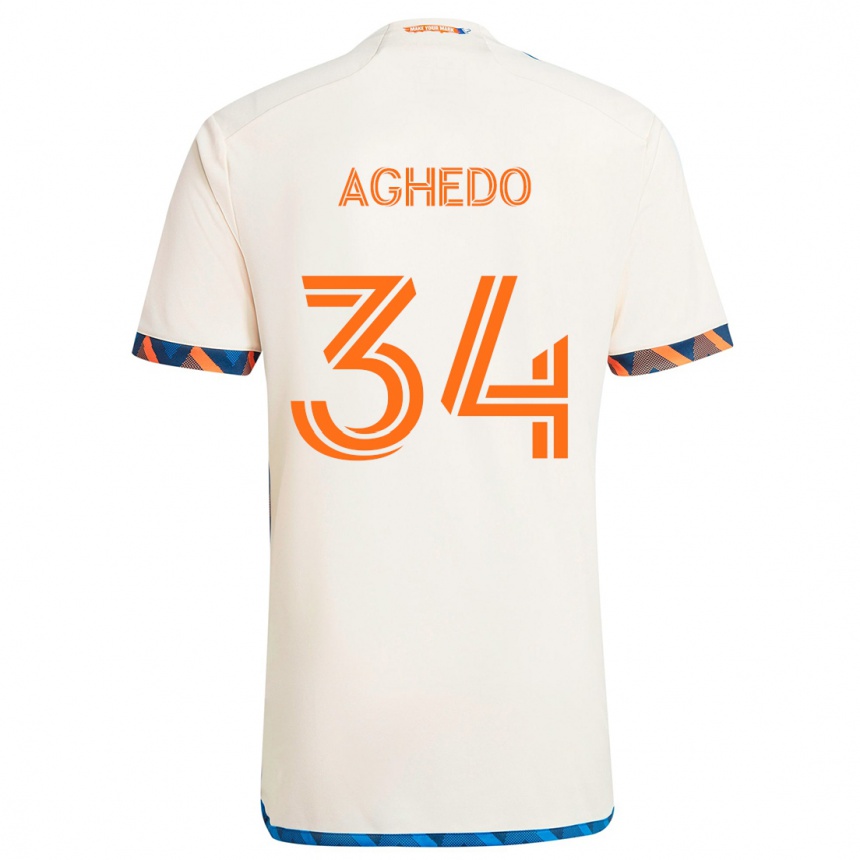 Kids Football London Aghedo #34 White Orange Away Jersey 2024/25 T-Shirt