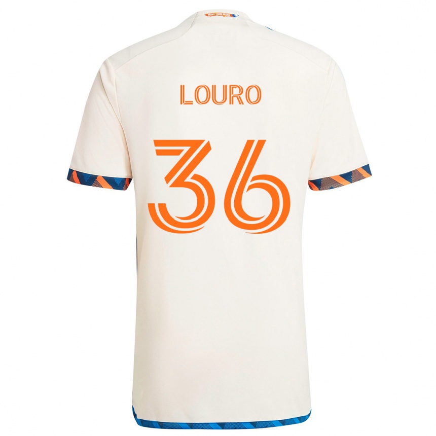 Kids Football Evan Louro #36 White Orange Away Jersey 2024/25 T-Shirt