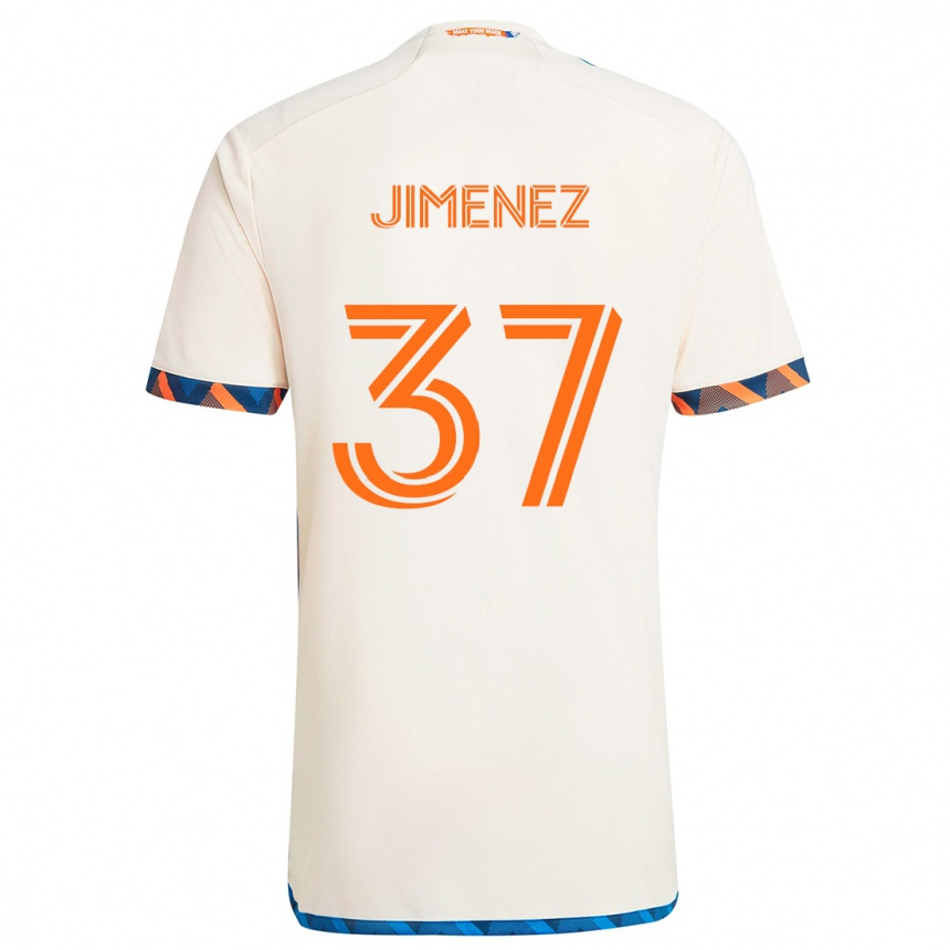 Kids Football Stiven Jimenez #37 White Orange Away Jersey 2024/25 T-Shirt