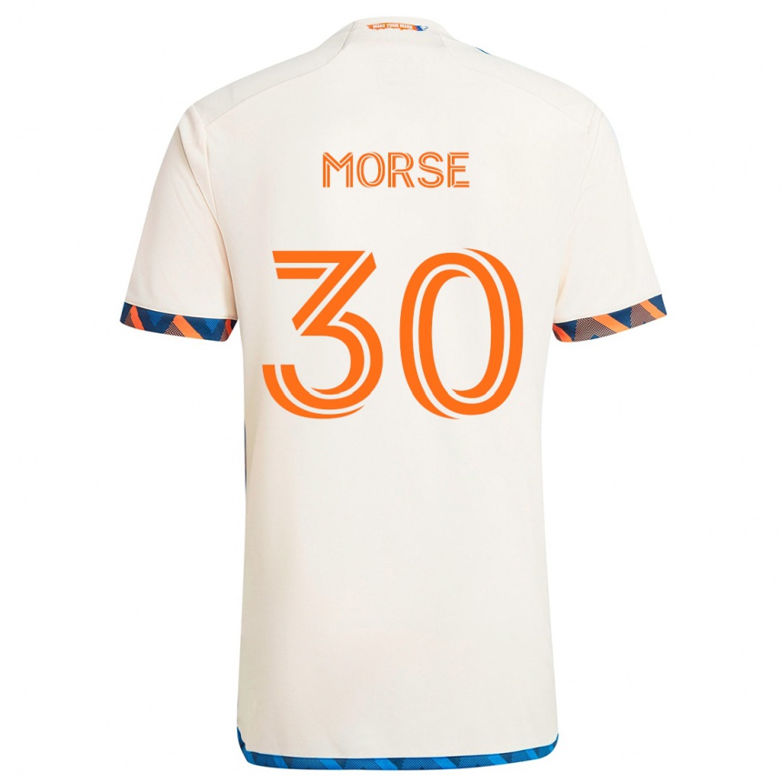 Kids Football Hunter Morse #30 White Orange Away Jersey 2024/25 T-Shirt