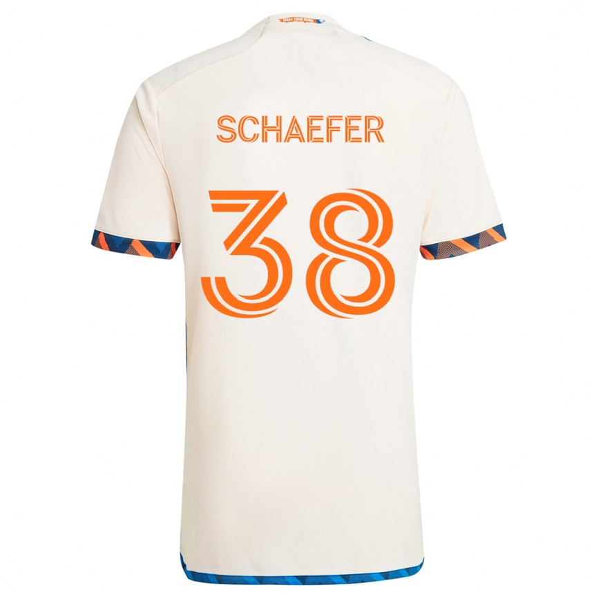 Kids Football Brian Schaefer #38 White Orange Away Jersey 2024/25 T-Shirt